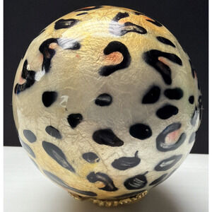 Vintage Leopard Print Capiz Shell Orbs Sphere Ball